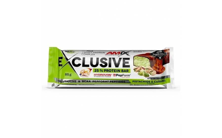 Amix Exclusive Protein Bar 25% (85 g, pistachios & caramel)