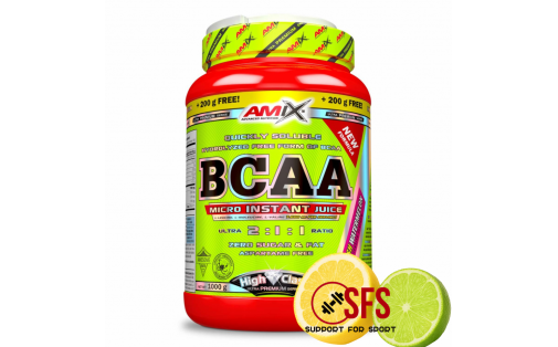 AMIX BCAA Micro Instant Juice - 800g + 200 g(free) - Lemon Lime