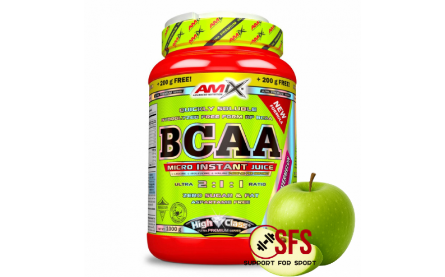 AMIX BCAA Micro Instant Juice - 800g + 200 g(free) - Green Apple