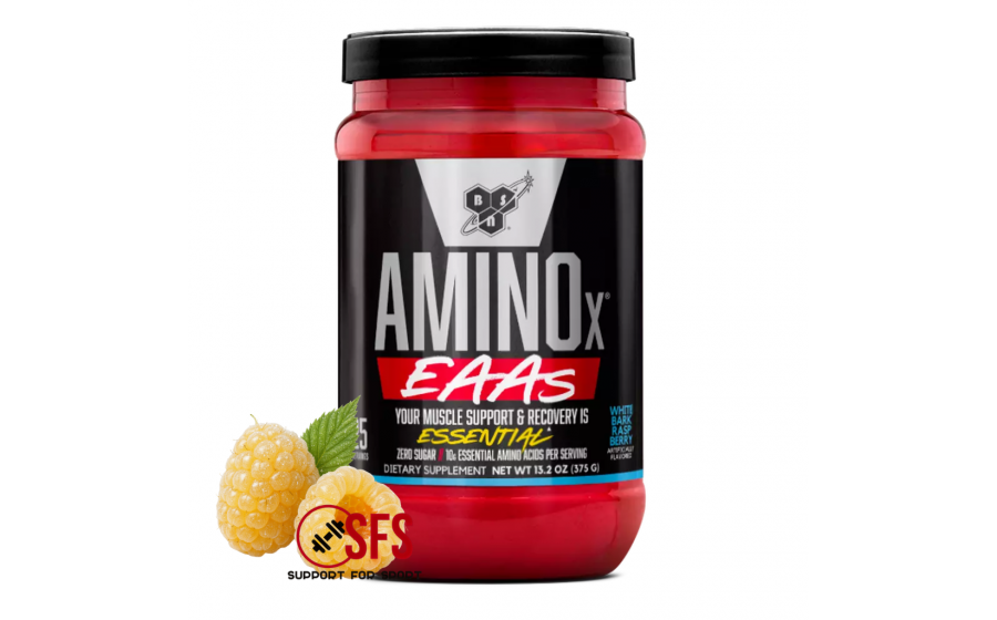 BSN Amino X EAAs Essential 375 г — амінокислоти без цукру, смак BSN Amino X EAAs 375 г біла малина