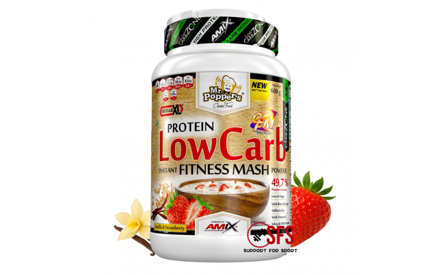 AMIX Mr.Popper´s - Low Carb Fitness Mash 600g Vanilla-strawberry