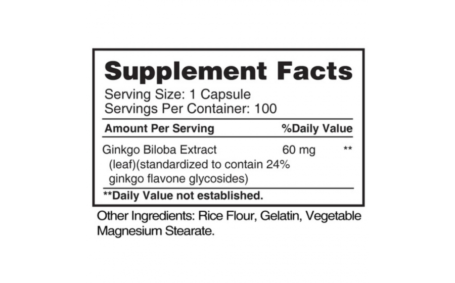 Ginkgo Biloba 60 mg — 100 капсул — курс 3 міс Earth’s Creation Ginkgo Biloba 60 mg — 100 капсул – пам’ять і кр
