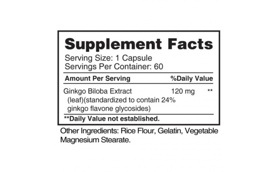 Ginkgo Biloba 120 mg — 60 капсул — мозковий суперфуд Earth’s Creation Ginkgo Biloba 120 mg — пам’ять і концентрація