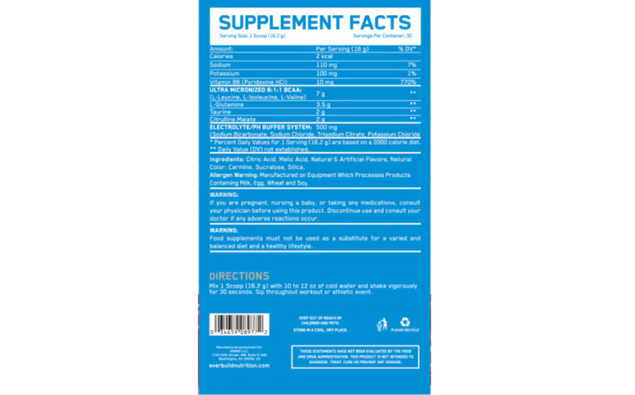 BCAA 8:1:1 Cherry Limeade — 486 г, енергія, цитрулін Cryo Cell BCAA Cherry Limeade — 486 г, відновлення і гідратація