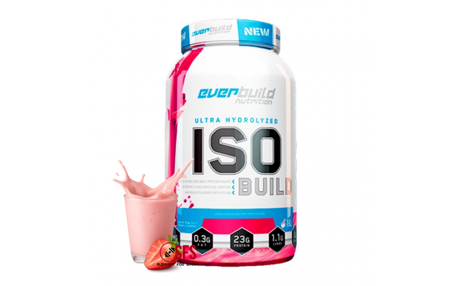 ISO Build 908 г Strawberry Smoothie — чистий протеїн для м’язово Everbuild ISO Build Strawberry Smoothie – 908 г білка без цукру