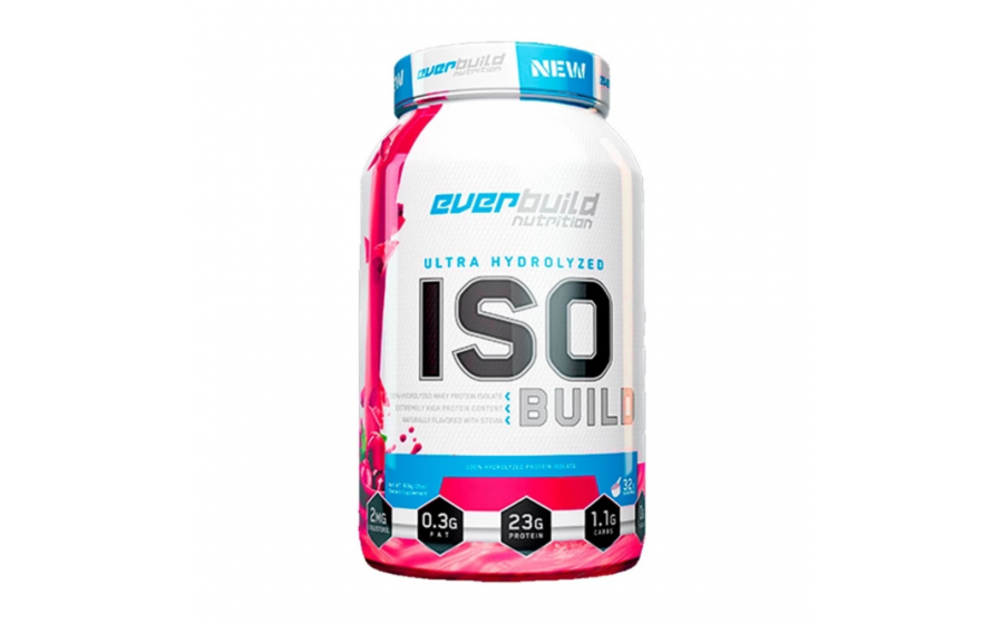 ISO Build 908 г Strawberry Smoothie — чистий протеїн для м’язово Everbuild ISO Build Strawberry Smoothie – 908 г білка без цукру