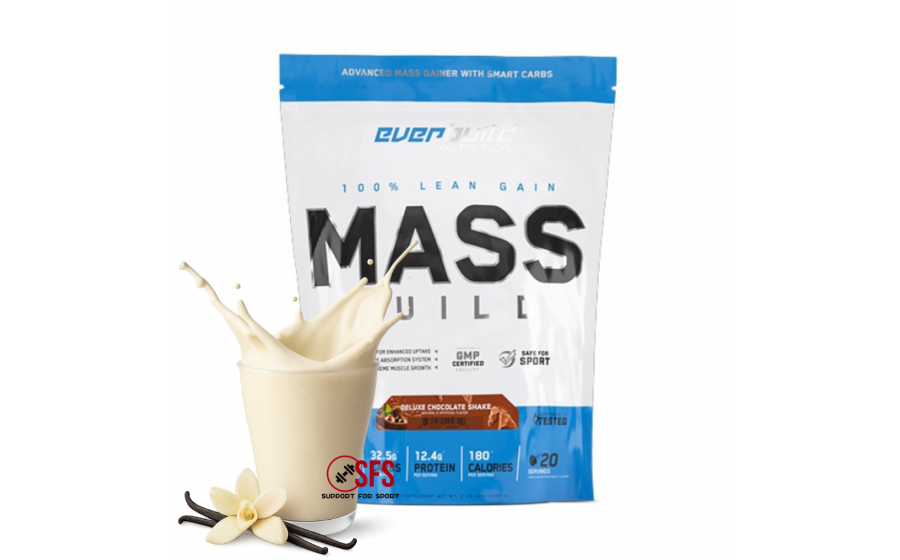 Гейнер French Vanilla 1000 г — Everbuild, 30 г білка Everbuild Mass Gainer French Vanilla 1000 г — гейнер без цукру,