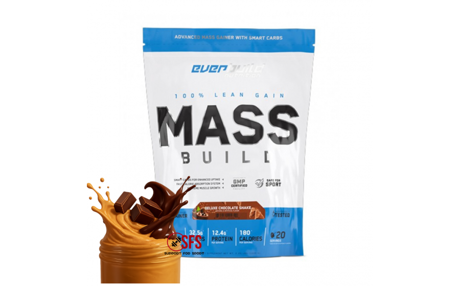 Гейнер Peanut Butter Chocolate 1000 г — Everbuild, без цукру Everbuild Mass Gainer Peanut Butter Chocolate 1000 г — 30 г білк