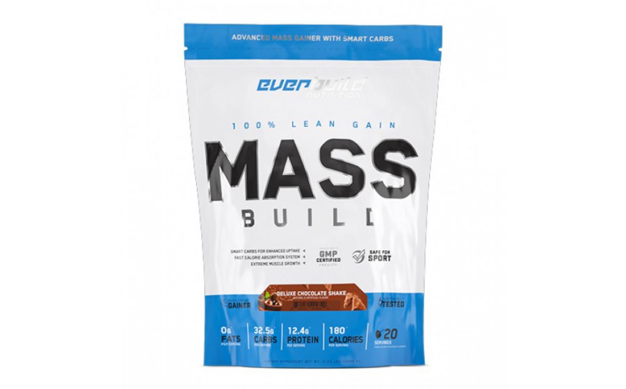 Гейнер French Vanilla 1000 г — Everbuild, 30 г білка Everbuild Mass Gainer French Vanilla 1000 г — гейнер без цукру,