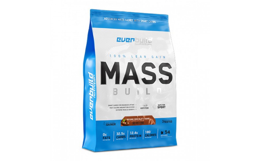 Mass Gainer Chocolate 2720 г — Everbuild, для набору маси Everbuild Gainer Chocolate 2720 г — білок 60 г, 1000 ккал, без л