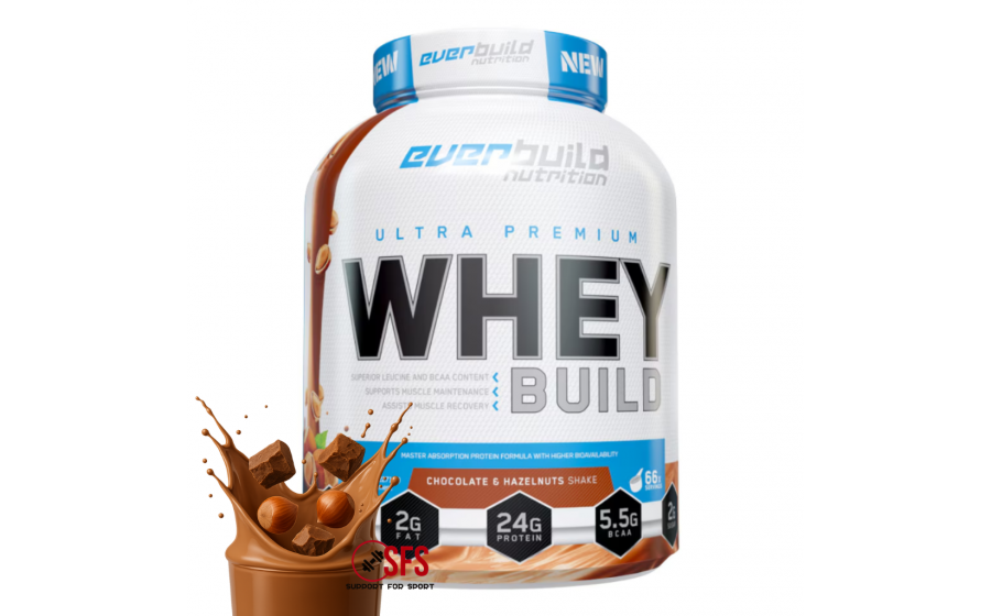 Whey Chocolate Hazelnut 2271 г — Everbuild, без глютену Everbuild Whey Protein Build Chocolate Hazelnut 2271 г — без лак
