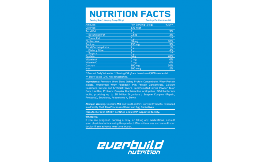 Whey Mocha Cappuccino 2271 г — Everbuild, low sugar Everbuild Whey Protein Mocha Cappuccino 2271 г — без цукру