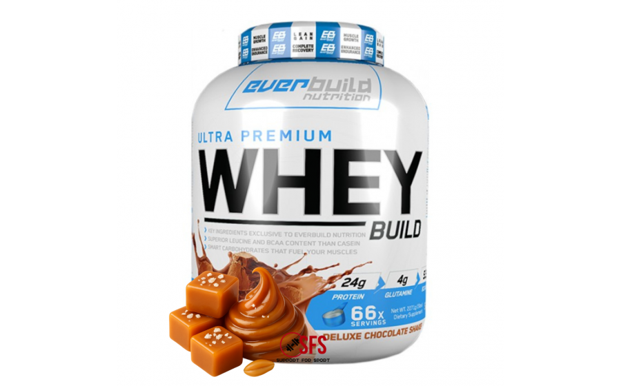 Whey Salted Caramel 2271 г — Everbuild, без глютену Everbuild Whey Protein Build Salted Caramel 2271 г — без цукру