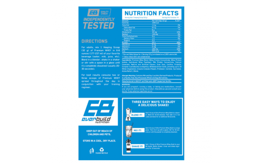 Whey Strawberry Smoothie 2271 г — Everbuild, без глютену Everbuild Whey Protein Build Strawberry Smoothie 2271 г