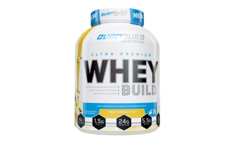 Whey French Vanilla 2271 г — Everbuild, без глютену Everbuild Whey Protein Build French Vanilla 2271 г — без лактози