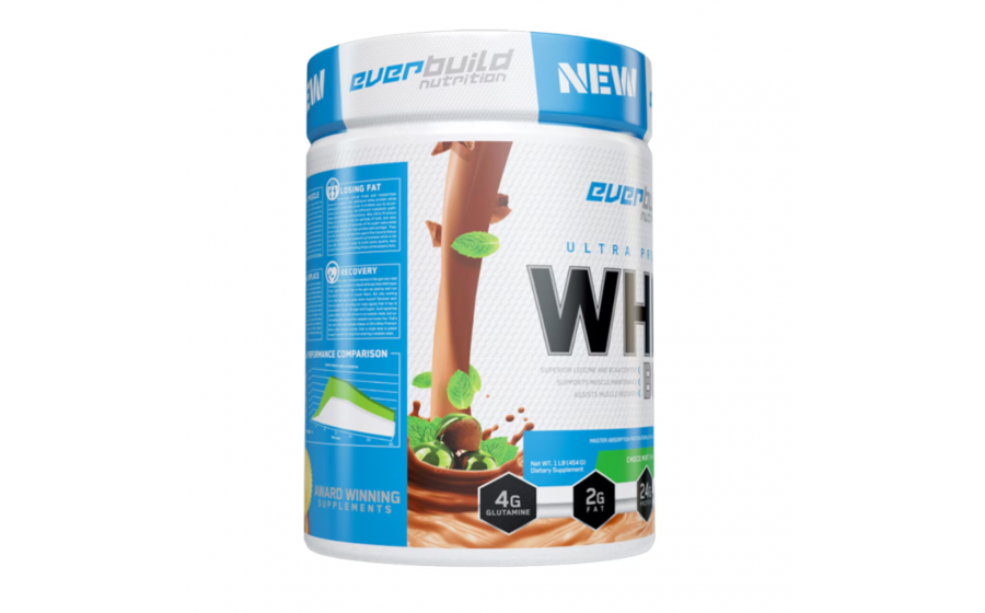 Choco Mint Whey Protein – 454 г, 25 г білка, без лактози Everbuild Ultra Premium Whey Protein Choco Mint 454 г – протеїн