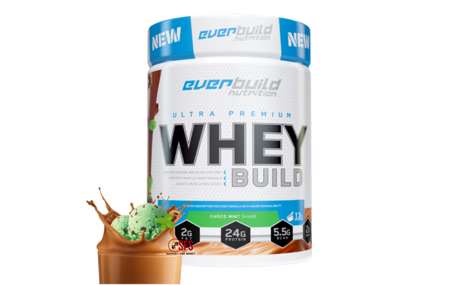 Choco Mint Whey Protein – 454 г, 25 г білка, без лактози Everbuild Ultra Premium Whey Protein Choco Mint 454 г – протеїн