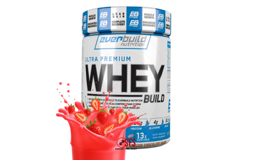 Ultra Premium Whey Protein 454 г Strawberry Smoothie — концентра Everbuild Ultra Premium Whey Protein Build Strawberry Smoothie 4