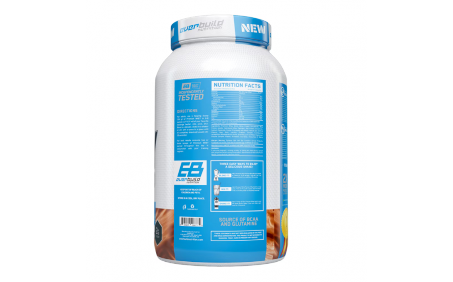 Everbuild Whey Build Choco Mint — 24 г білка, BCAA, пробіотики Everbuild Ultra Premium Whey Build Choco Mint 908 г — протеїн з
