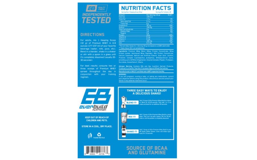 Ultra Premium Whey Protein 908 г French Vanilla Everbuild Ultra Premium Whey Protein Build French Vanilla 908 г
