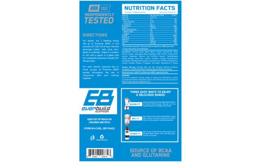 Ultra Premium Whey Protein 908 г Mocha Cappuccino — концентрат Everbuild Ultra Premium Whey Protein Build Mocha Cappuccino 908