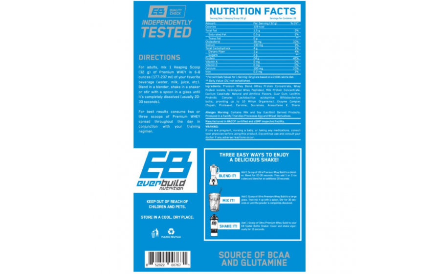Ultra Premium Whey Protein 908 г Strawberry Smoothie Everbuild Ultra Premium Whey Protein Build Strawberry Smoothie 9