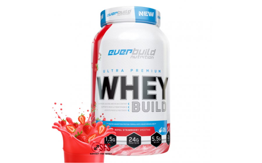 Ultra Premium Whey Protein 908 г Strawberry Smoothie Everbuild Ultra Premium Whey Protein Build Strawberry Smoothie 9