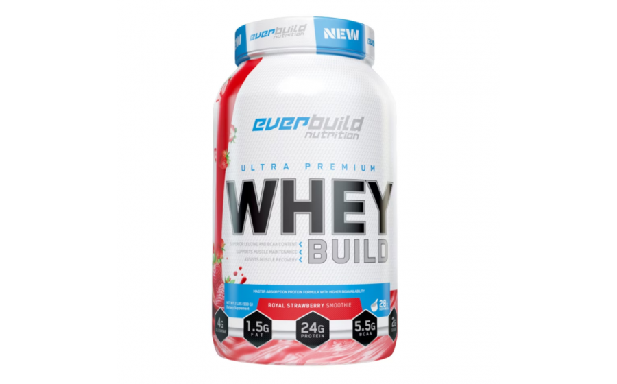 Ultra Premium Whey Protein 908 г Strawberry Smoothie Everbuild Ultra Premium Whey Protein Build Strawberry Smoothie 9