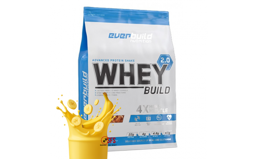 Whey Protein 2270 г Banana – Everbuild концентрат, low sugar Everbuild Whey Protein Build 2.0 Banana 2270 г