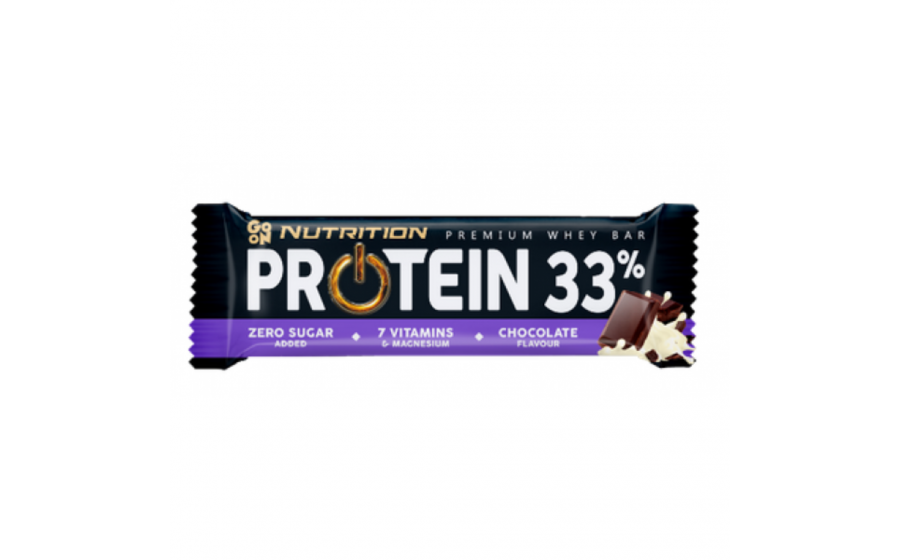 Protein Bar Chocolate — 50 г, 33 % білка, вітаміни GoOn Protein Bar 33% Chocolate — батончик з білком і вітамінами