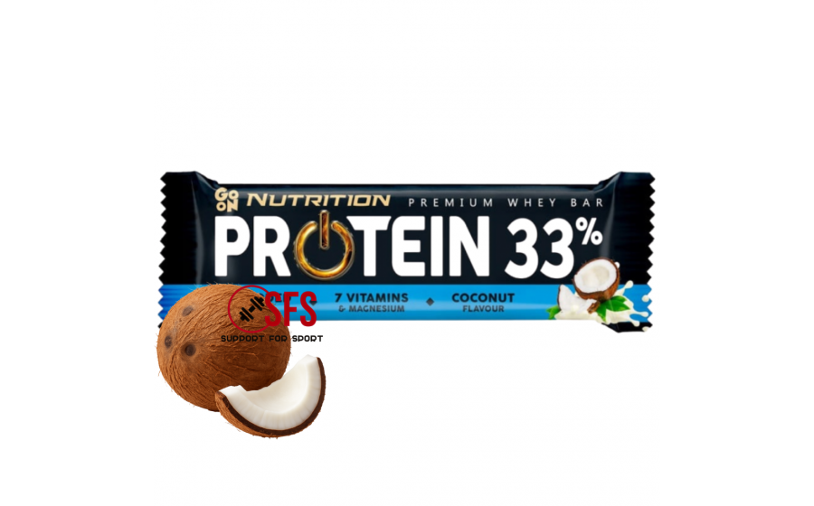 Protein Bar Coconut — 50 г, 33 % білка GoOn Protein Bar 33% Coconut 50 г — батончик з кокосом