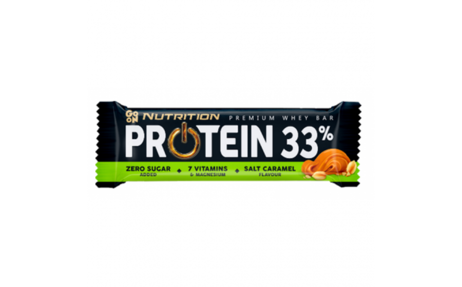 Protein Bar Salt Caramel — 50 г, 33 % білка GoOn Protein Bar 33% Salt Caramel — батончик з білком і вітаміна