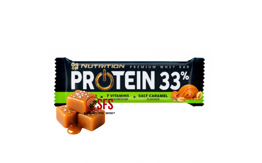 Protein Bar Salt Caramel — 50 г, 33 % білка GoOn Protein Bar 33% Salt Caramel — батончик з білком і вітаміна