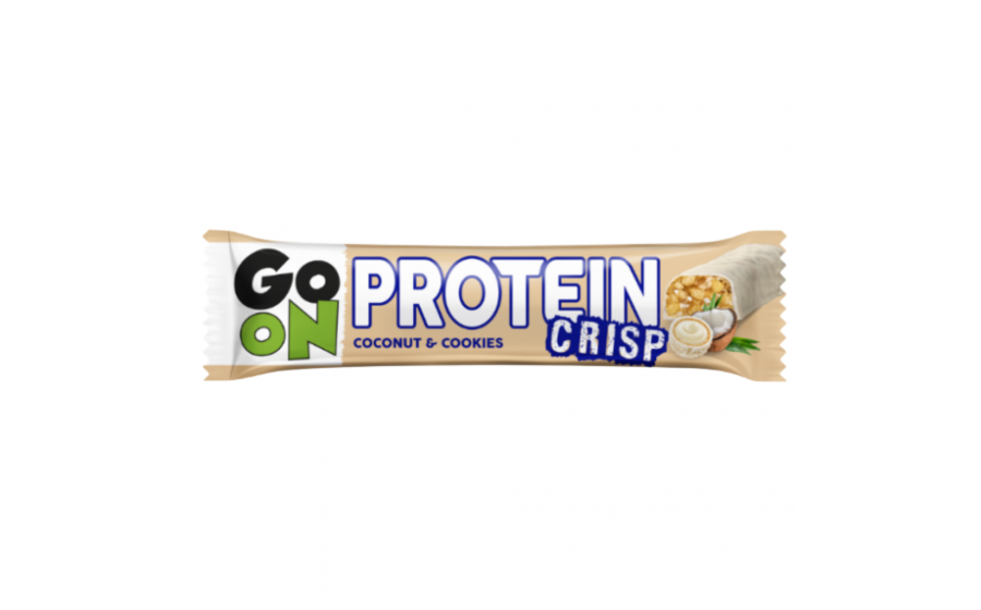 Protein Crisp Bar Coconut & Cookies — 50 г, 10 г білка GoOn Protein Crisp Bar Coconut & Cookies — хрусткий батончик