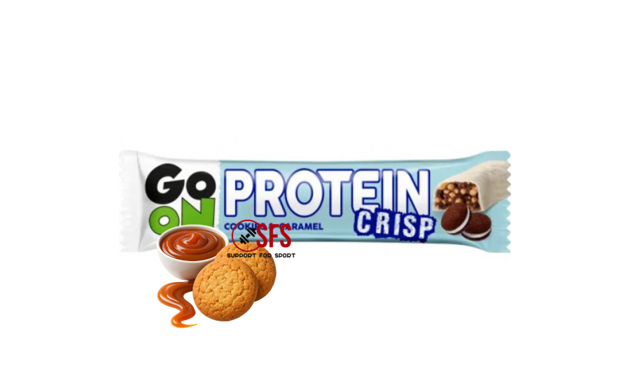 Protein Crisp Bar Cookies & Caramel — 50 г, 10 г білка, біли GoOn Protein Crisp Bar Cookies & Caramel — хрусткий батончик
