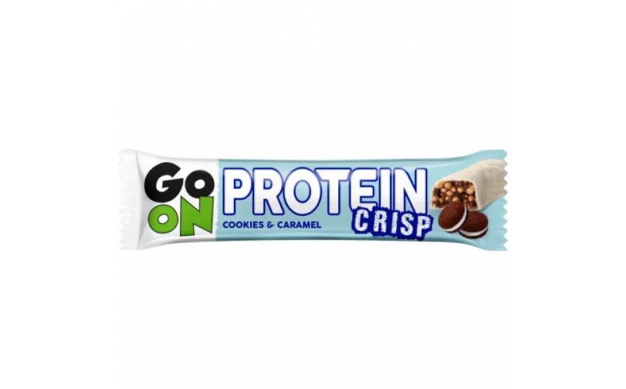 Protein Crisp Bar Cookies & Caramel — 50 г, 10 г білка, біли GoOn Protein Crisp Bar Cookies & Caramel — хрусткий батончик