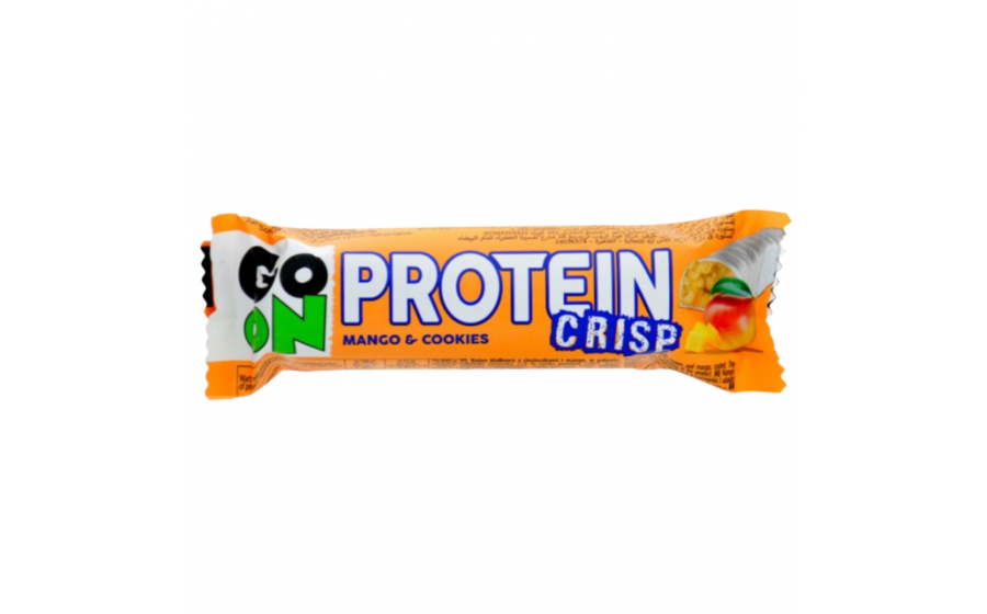 Protein Crisp Bar Mango & Cookies — 50 г, 10 г білка GoOn Protein Crisp Bar Mango & Cookies — хрусткий батончик