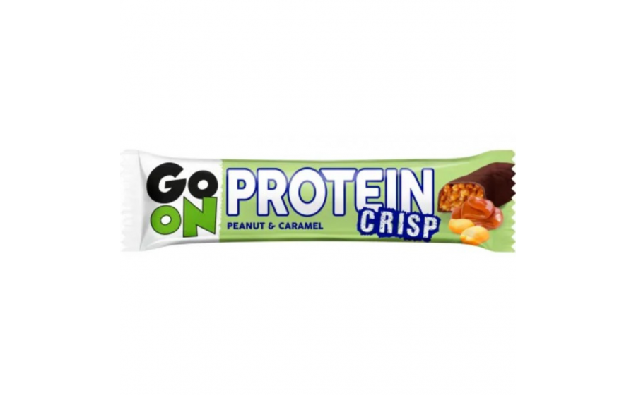 Protein Crisp Bar Peanut & Caramel — 50 г, 10 г білка GoOn Protein Crisp Bar Peanut & Caramel — хрусткий протеїнов