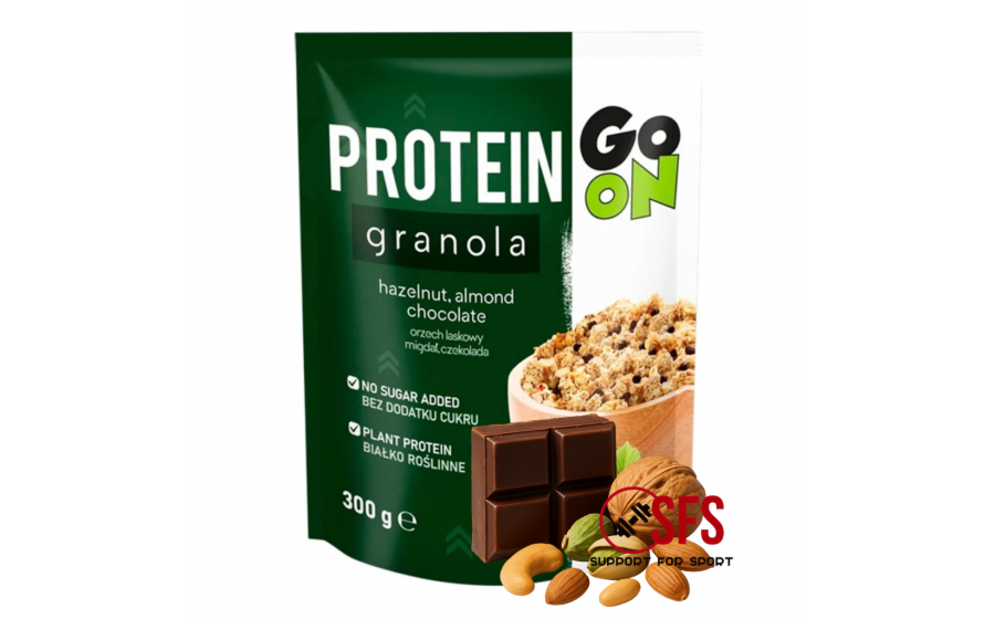 Protein Granola Chocolate & Nuts — 300 г, без цукру, 22 % бі GoOn Protein Granola Chocolate & Nuts 300 г — хрумка протеїн