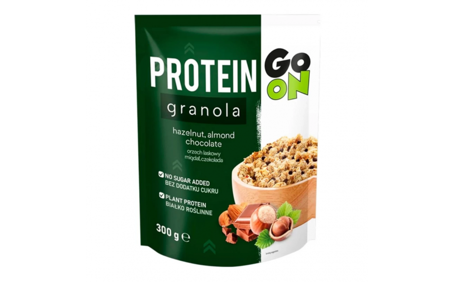 Protein Granola Chocolate & Nuts — 300 г, без цукру, 22 % бі GoOn Protein Granola Chocolate & Nuts 300 г — хрумка протеїн