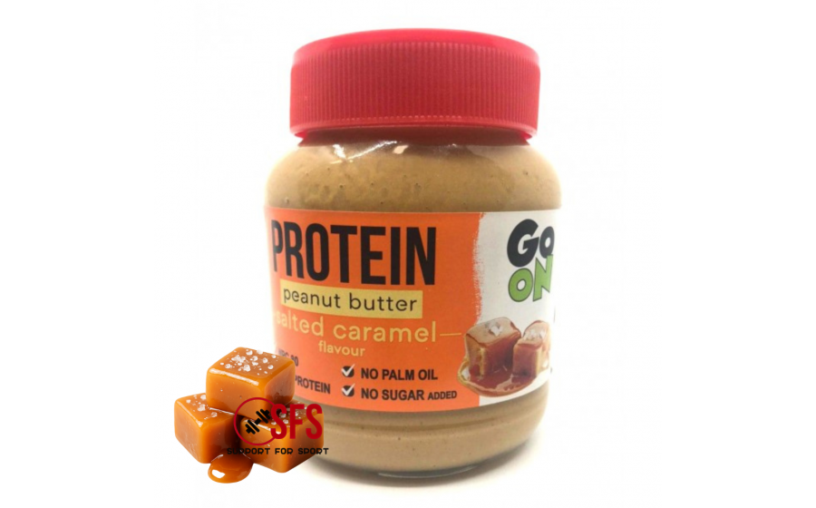 Protein Peanut Butter Salted Caramel — 350 г, 30 % білка GoOn Protein Peanut Butter Salted Caramel 350 г — фітнес паста