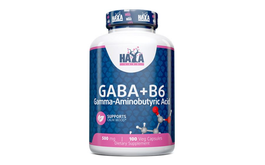 Купити Haya Labs GABA + B6 500 мг – 100 капсул, оригінал, Україн Haya Labs GABA + B6 500 мг – 100 капсул, заспокоєння, сон, веган