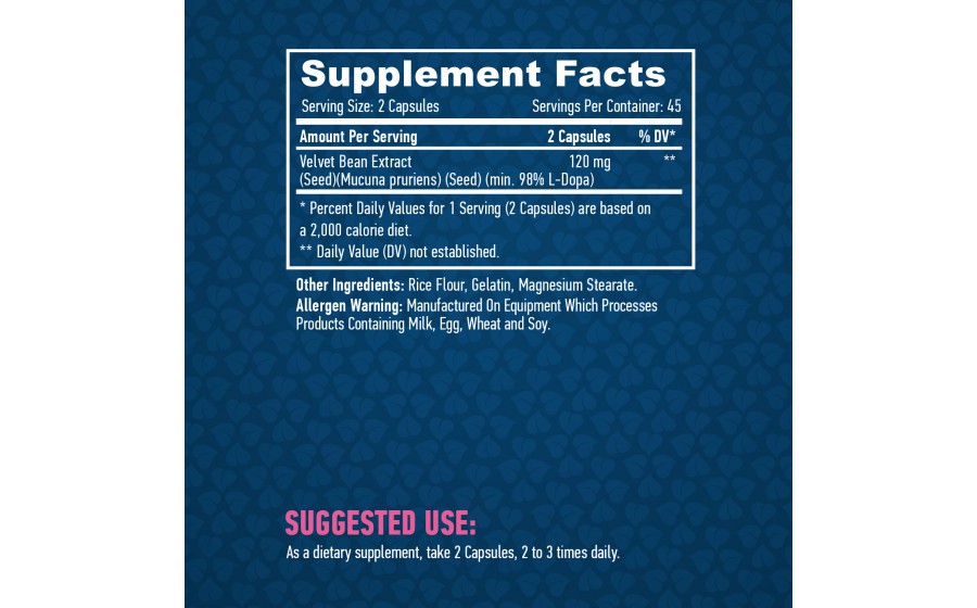 Haya Labs L‑DOPA Mucuna Pruriens Extract – 90 капсул, підтримка 