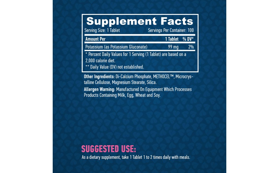 Купити Haya Labs Potassium Gluconate 99 мг – 100 таблеток, оригі Haya Labs Potassium Gluconate 99 мг – 100 таблеток, підтримка м’