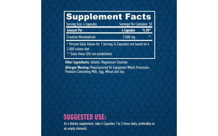 Haya Labs Sports Creatine Monohydrate 500 мг – 200 капсул, підтр