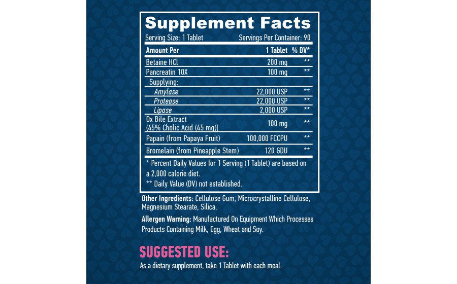 Haya Labs Super Enzyme Complex 90 таблеток — комплекс ферментів 