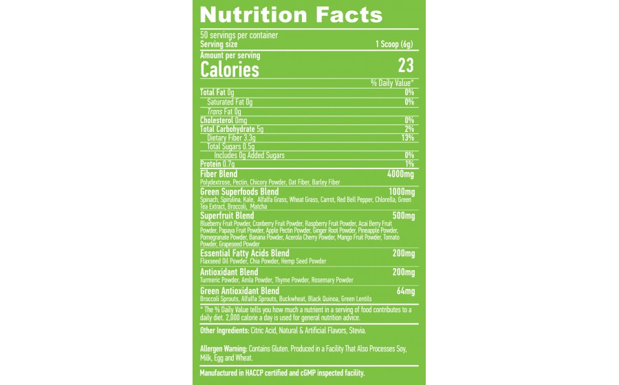 Haya Labs Super Greens Natural Apple Shake 300 г — фруктовий суп