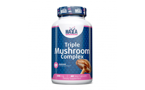 Haya Labs Triple Mushroom Complex – упаковка 60 веган капсул, Ma