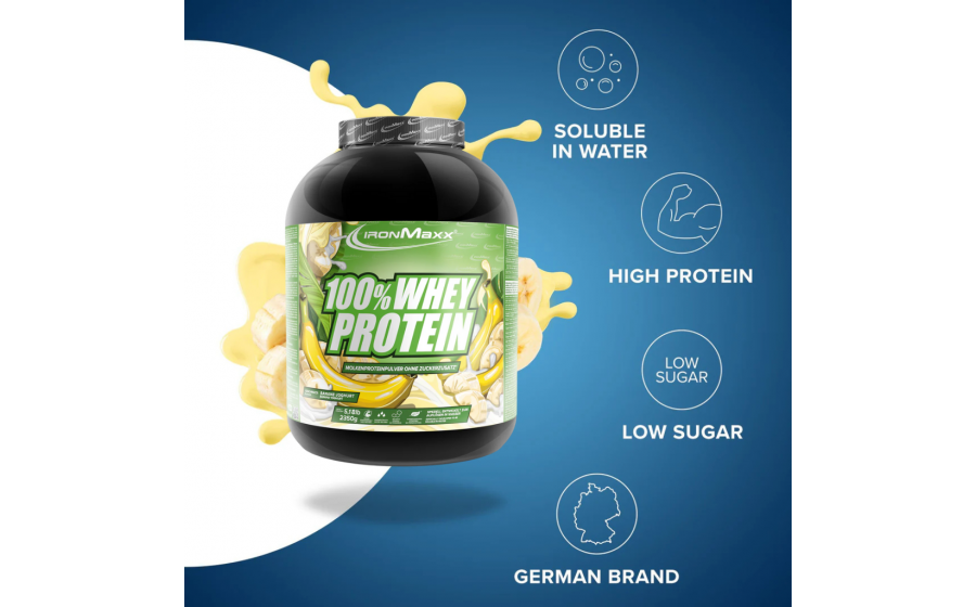 IronMaxx 100% Whey Protein – 2350 г, банан-йогурт IronMaxx 100% Whey Protein – банан-йогурт, 2350 г