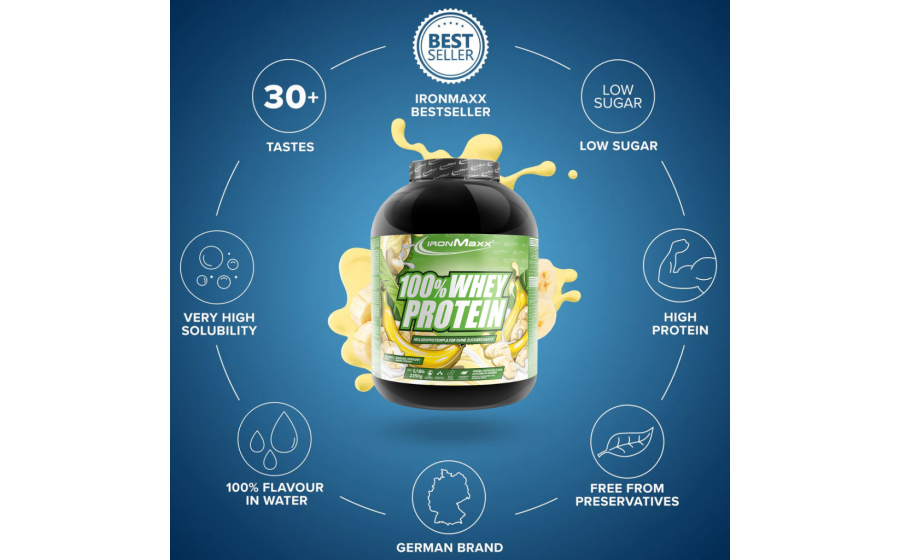 IronMaxx 100% Whey Protein – 2350 г, банан-йогурт IronMaxx 100% Whey Protein – банан-йогурт, 2350 г